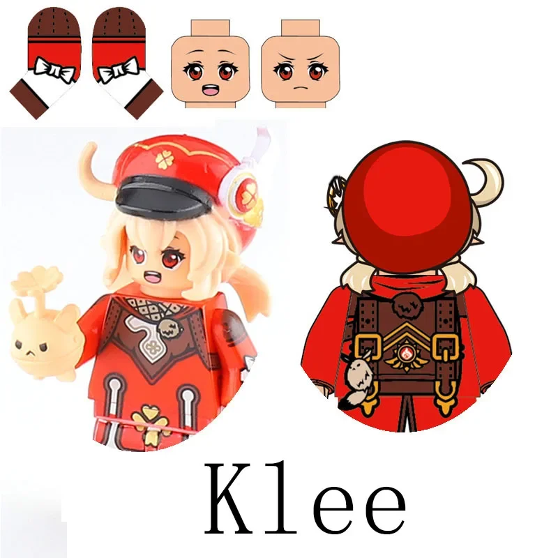 Игра Genshin klee Hu Tao Raiden Shogun Zhongli Qiqi строительные блоки игрушки мини-конструктор