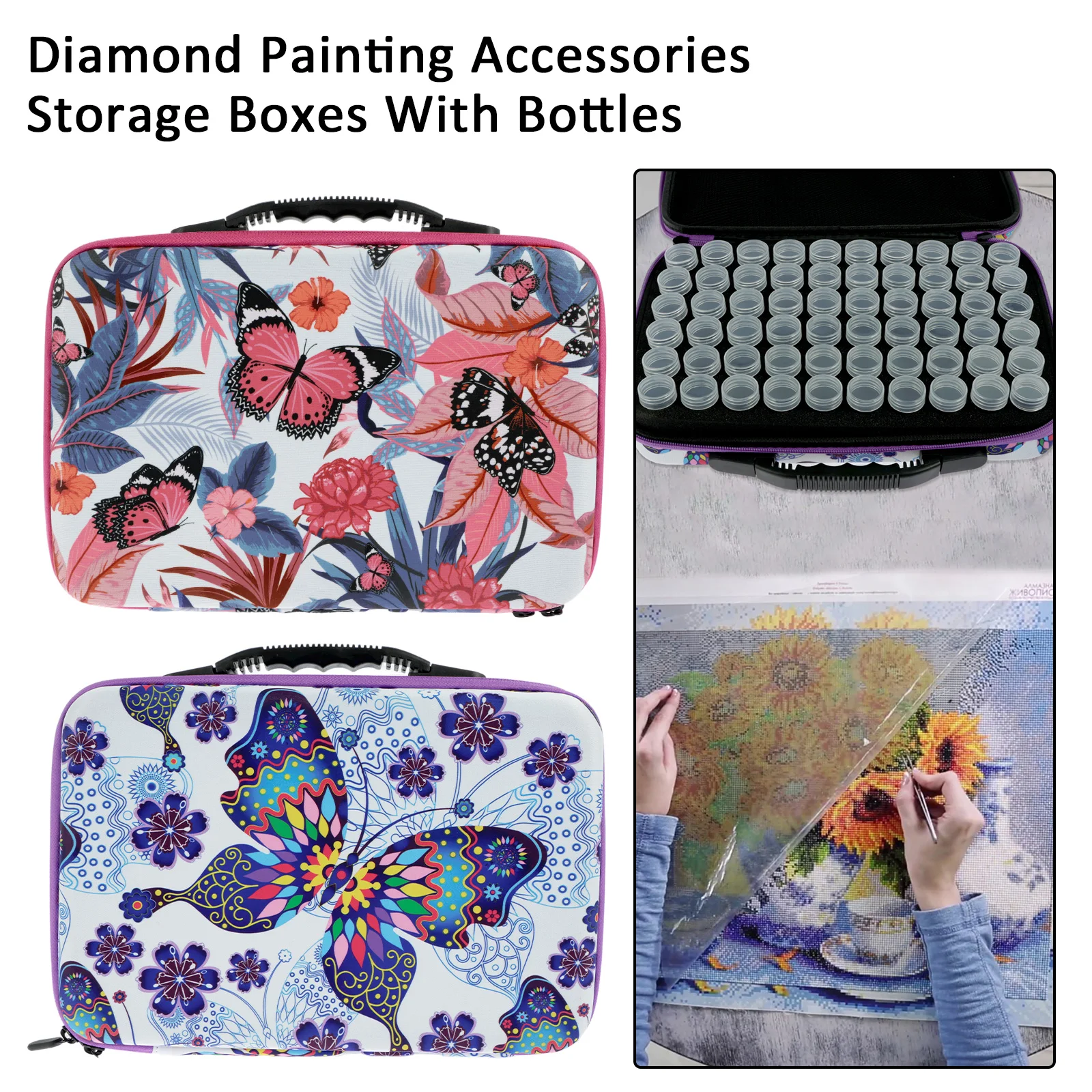 

Diamond Painting Storage Container Set 60 Slots Waterproof Diamond Art Storage Box Portable Diamond Painting Accessories