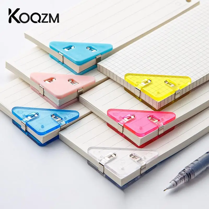 

10Pcs Triangle Corner Clips Set Transparent Colorful Page Holder Paper Clip File Index Photo Clamp Office School Desk Organizer