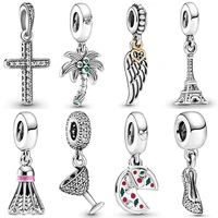 beads for bracelets charms pandora accessories pendants necklace women jewelry making tower wing feather cross tree glass