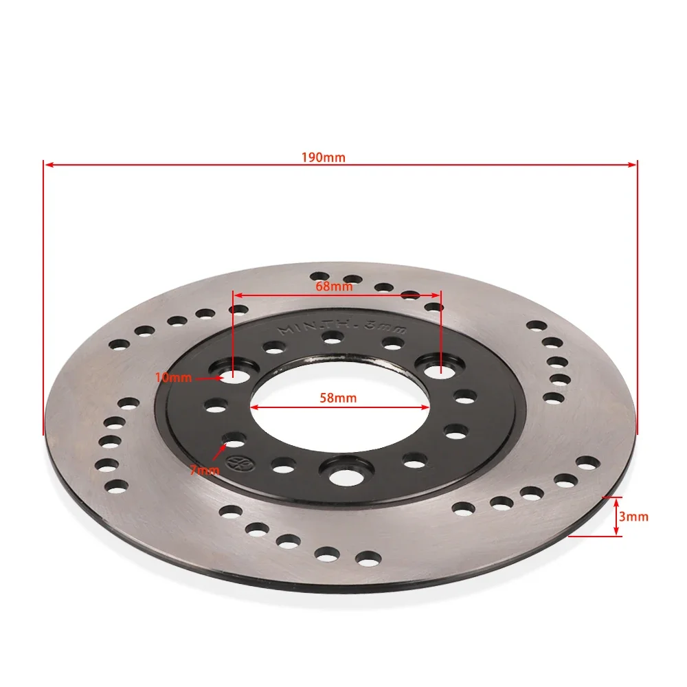 

1 шт. передний или задний ротор дискового тормоза 190 мм, 3 отверстия, 3 мм, утолщенный для GY6, скутер, мотоцикл, квадроцикл, мопед, картинг, запасные части