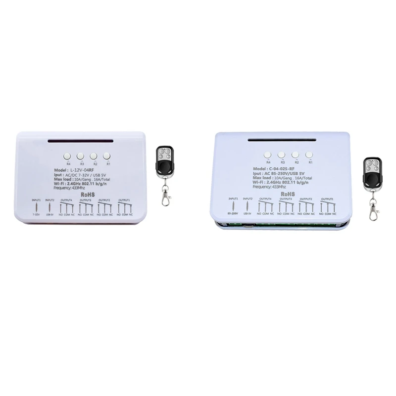 

4CH Wireless Switch,Wifi Smart Switch Module,Ewelink APP,Remote Control,DIY Smart Home,4Gang Relay, Wifi RF