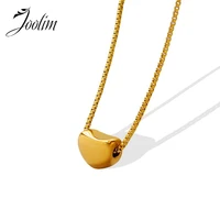 joolim jewelry pvd gold finish waterproof simple three dimensional heart pendant necklace stainless steel jewelry wholesale