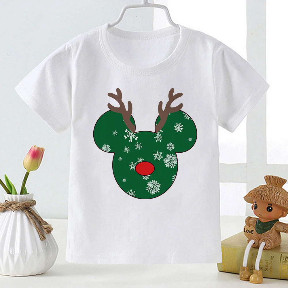 

Creativity Disney Christmas Kids T-Shirts Outdoor Y2K Girls Clothes Mickey Head Child T Shirts Dropship 3-12 Years Cartoon Tops
