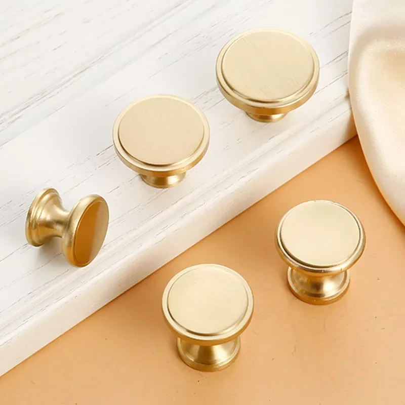 

Brass Dresser Knobs Drawer Pulls Handles Cabinet Door Knob Handle Simple Golden Kitchen Hardware Furniture Wardrobe Pull