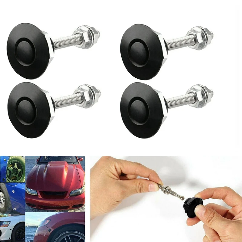 

4Pcs Quick Release Push Hood Latch Button Car Pin Bonnet Lock Bumper Clip Latches