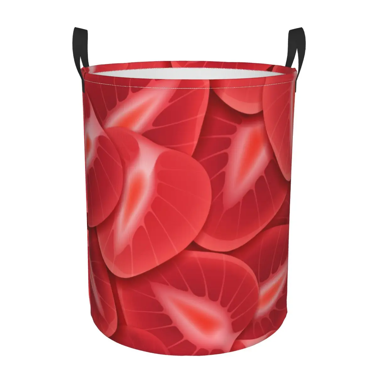 

Складная корзина для белья, круглая корзина для хранения с ломтиками клубники, большая корзина, складная корзина для одежды, игрушек, органа...