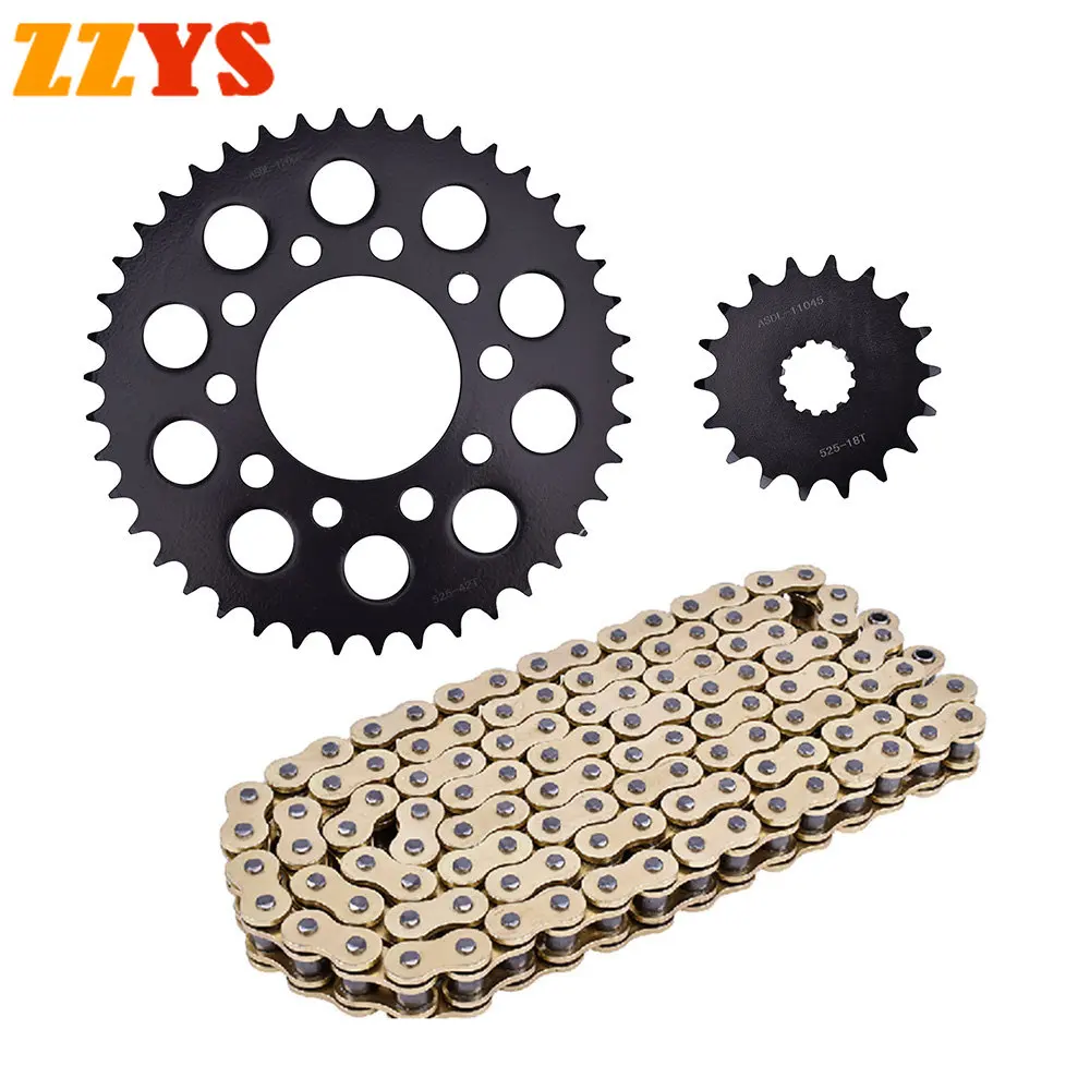 

525HO Ring Motorcycle Golden Chain 525 18T 42T Front Rear Sprocket Wheel For Triumph 865 America 2007-2015 865 America LT 14-15