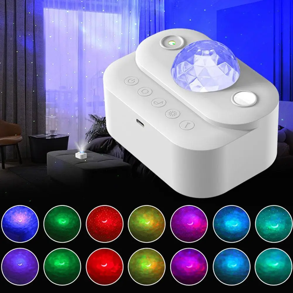 

Galaxy Starry Sky Projector Rotating Water Waving Night Light Led Colorful Nebula Cloud Lamp Atmospher Bedroom Beside Lamp