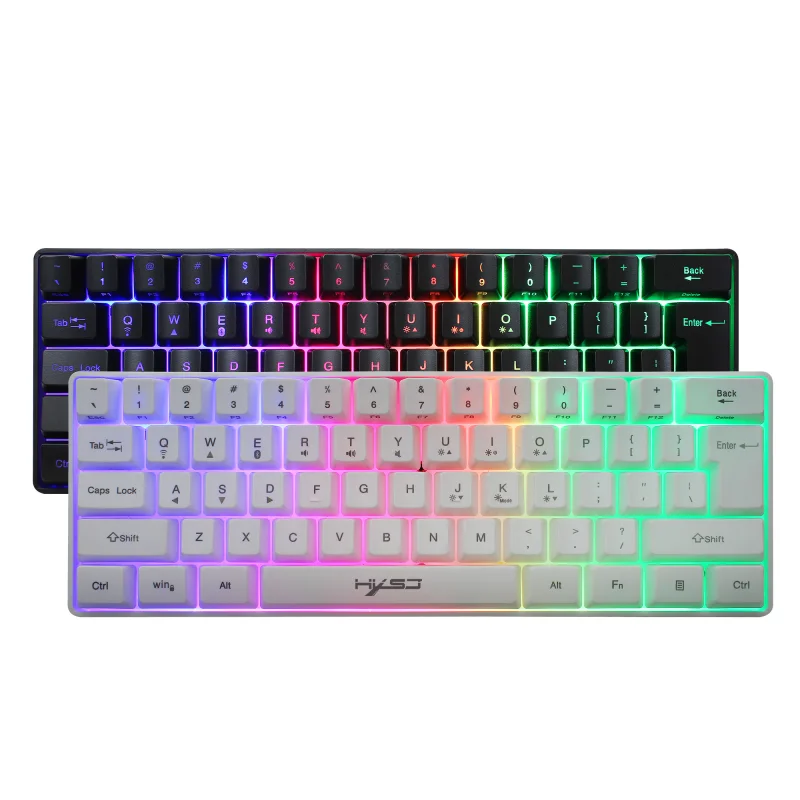 

Gamer Keyboard Wireless Bluetooth 2.4G Rechargeable Gaming Keyboard Adjustable RGB Backlit 61 Keys for PC Phones Tablets Desktop