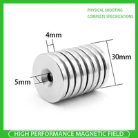130pcs 30x4 5mm neodymium magnet 30mm x 4mm hole 5mm n35 ndfeb round super powerful strong permanent magnetic imanes