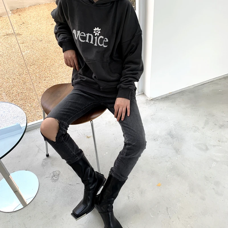 

1:1 Version ERL Daisy Printing Hooded Sweatshirt Men Women Couple 100% Cotton Hoodies Hip Hop Casual Oversize High Street Hoodie