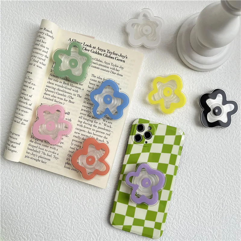 

Fashion Transparent Solid Color Flower Glossy Popular Foldable Phone Socket Holder for IPhone Samsung Xiaomi