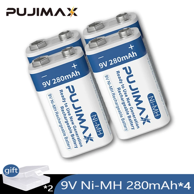 

VOXLINK New 9V Rechargeable Battery 4Pcs 280mAh USB Ni-MH Battery for Toy Remote Cpntrol Multimeter Microphone Toy+ box