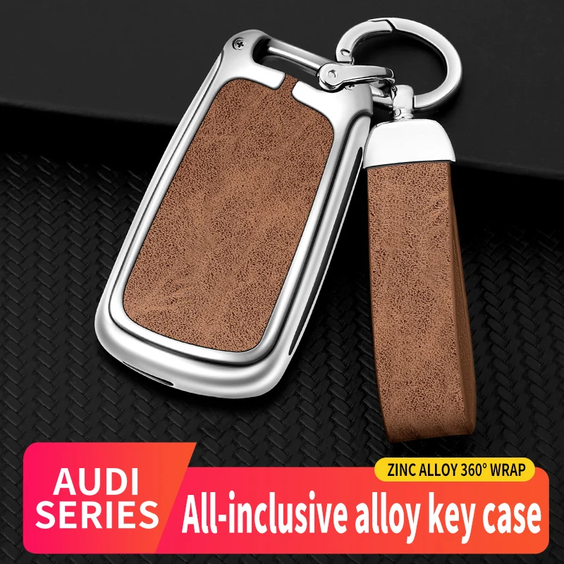 

Zinc Alloy+Leather Car Key Case Cover Shell For Audi A1 A3 A4 A5 A6 A7 Q3 Q5 S6 B6 B7 B8 C6 8P 8V 8L TT RS Keyless Accessories