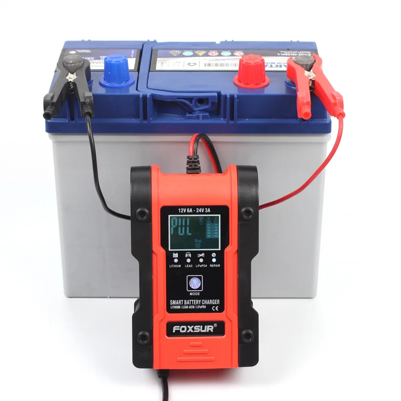 

Universal 12V 24V 6A Automatic Smart Battery Charger, 7-stage Car Battery Charger for GEL WET AGM 12.6V Lithium LiFePO4 LiPo