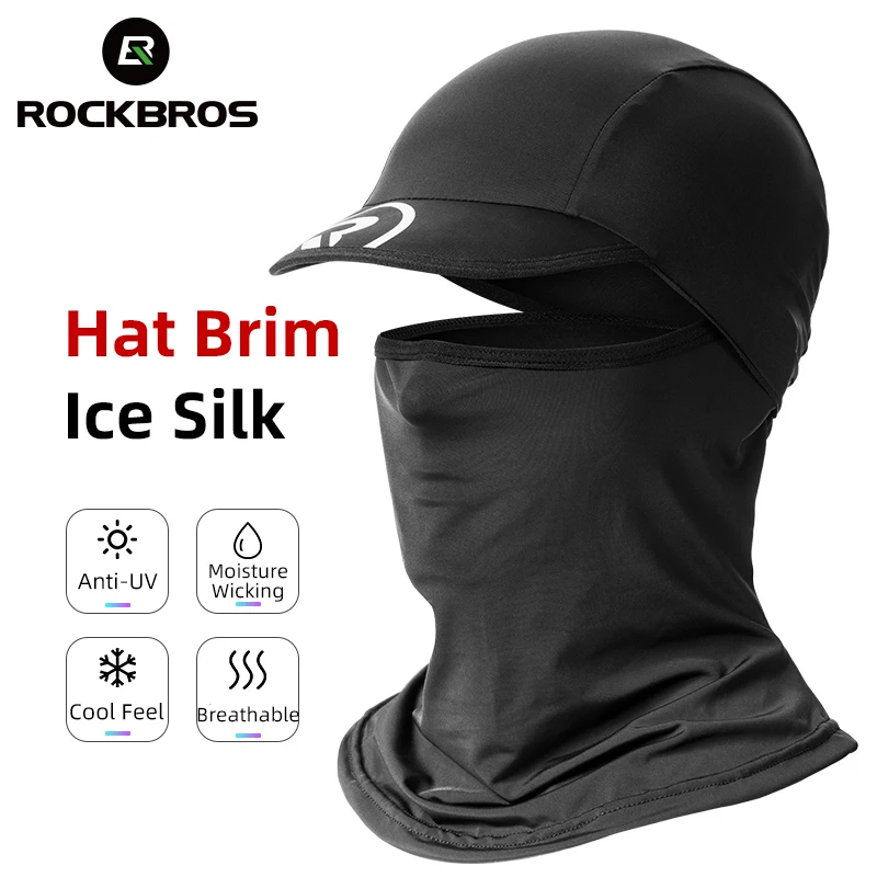 

ROCKBROS Cool Men's Hat Summer Anti-UV Bike Helmet Full Face Mask Motorcycle Balaclava Ice Silk Breathable Dustproof Cycling Cap
