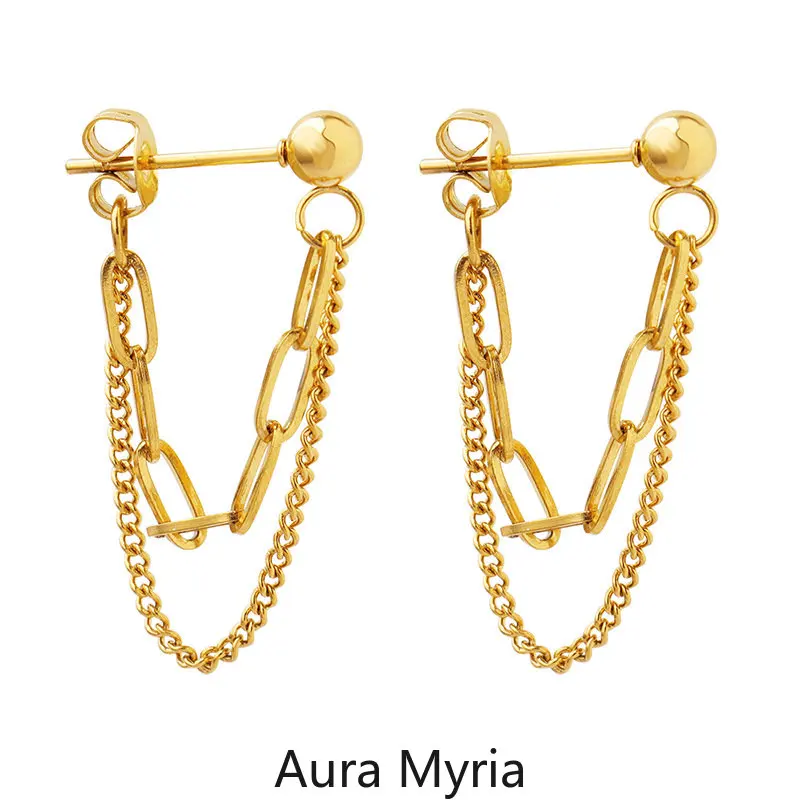 

Стильные многослойные металлические серьги-цепочки для женщин, модные женские серьги-подвески, минималистичные ювелирные изделия из нержавеющей стали