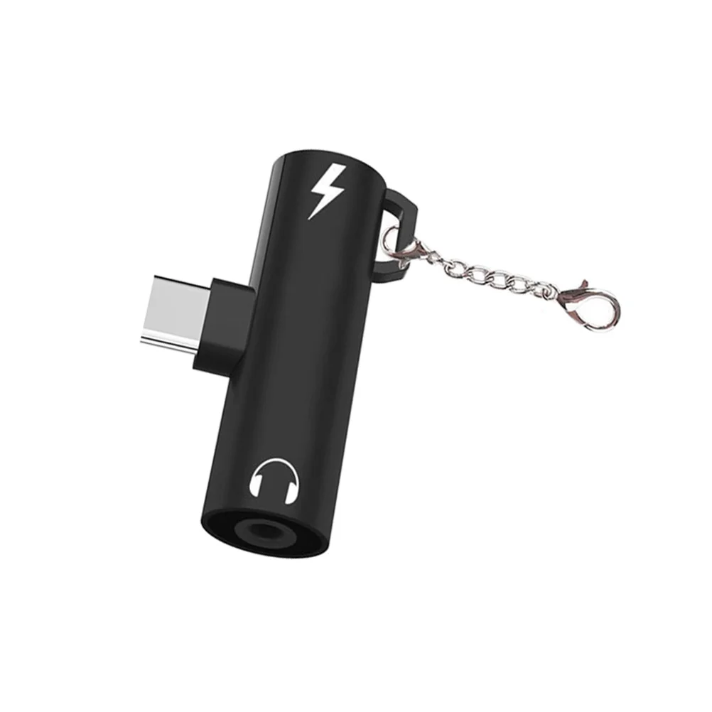 

1 pc Type C Earphone Adapter Mini Black 2 in 1 Portable Converter Audio Aux Cable for Charging Listening Music