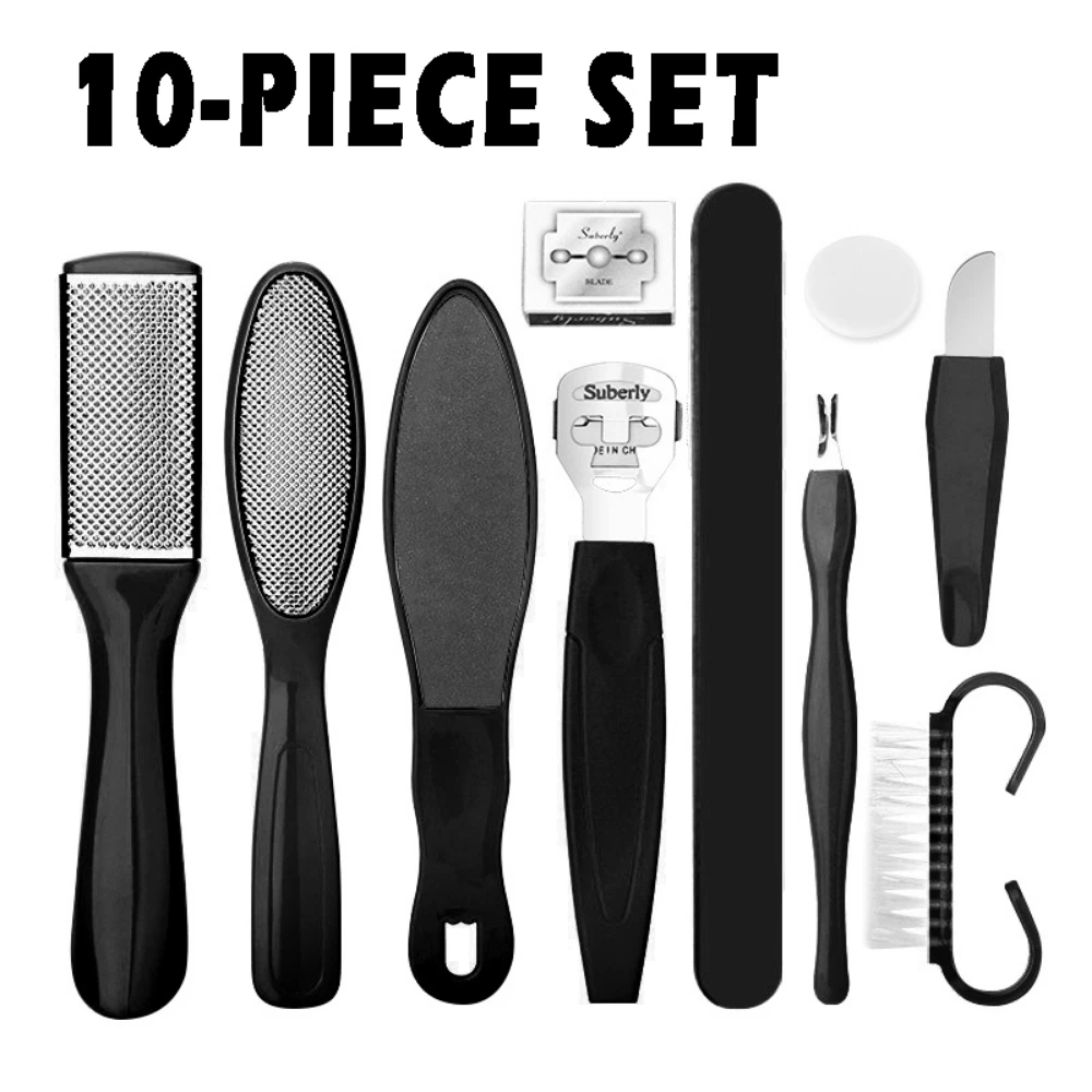 

Pedicure Set Peeling and Exfoliating Calluses Foot Scrubbing Brush Stainless Steel Double-sided Foot Care Pedal Stone 10 in 1