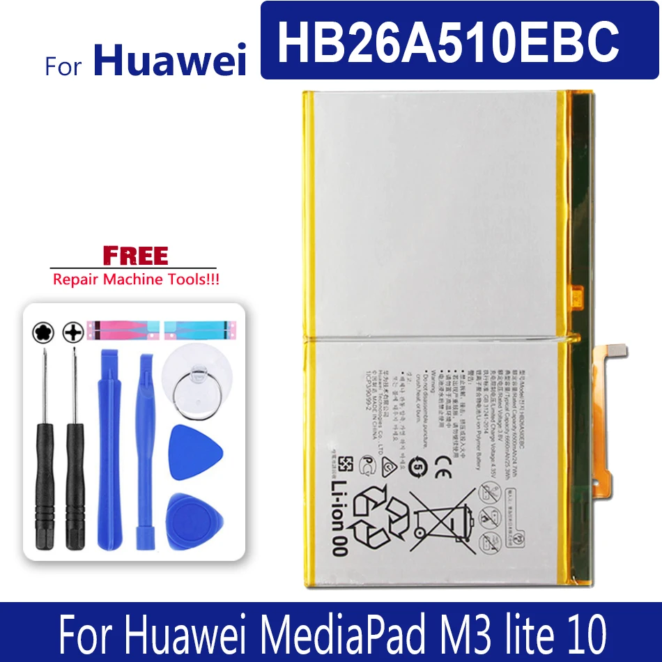 

Tablet Battery HB26A510EBC For Huawei MediaPad M3 lite 10 Media Pad M3 lite10 Media Pad M3lite10 Tracking Number