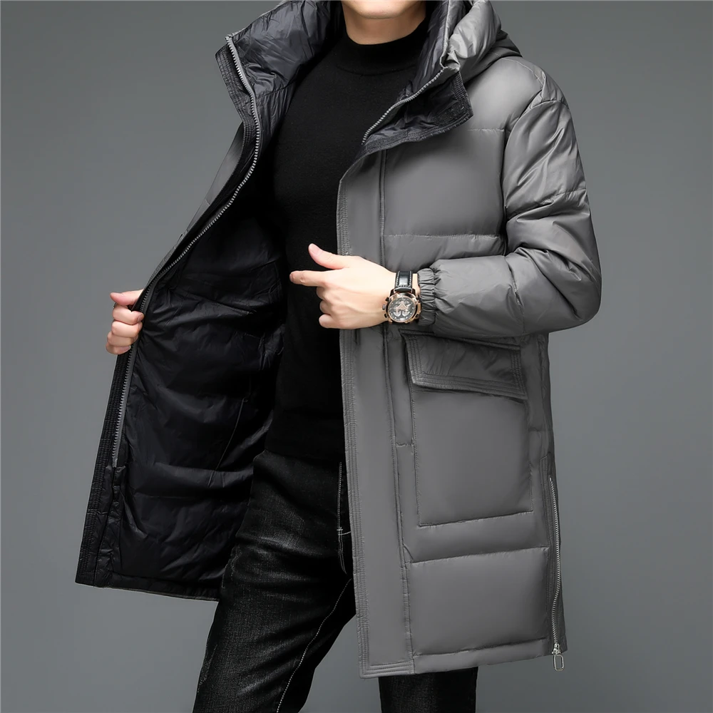 COODRONY Brand Thick Warm Long Jacket Men Clothing Winter Hooded Parka 90% White Duck Down Overcoat Big Pocket Windbreaker Z8172