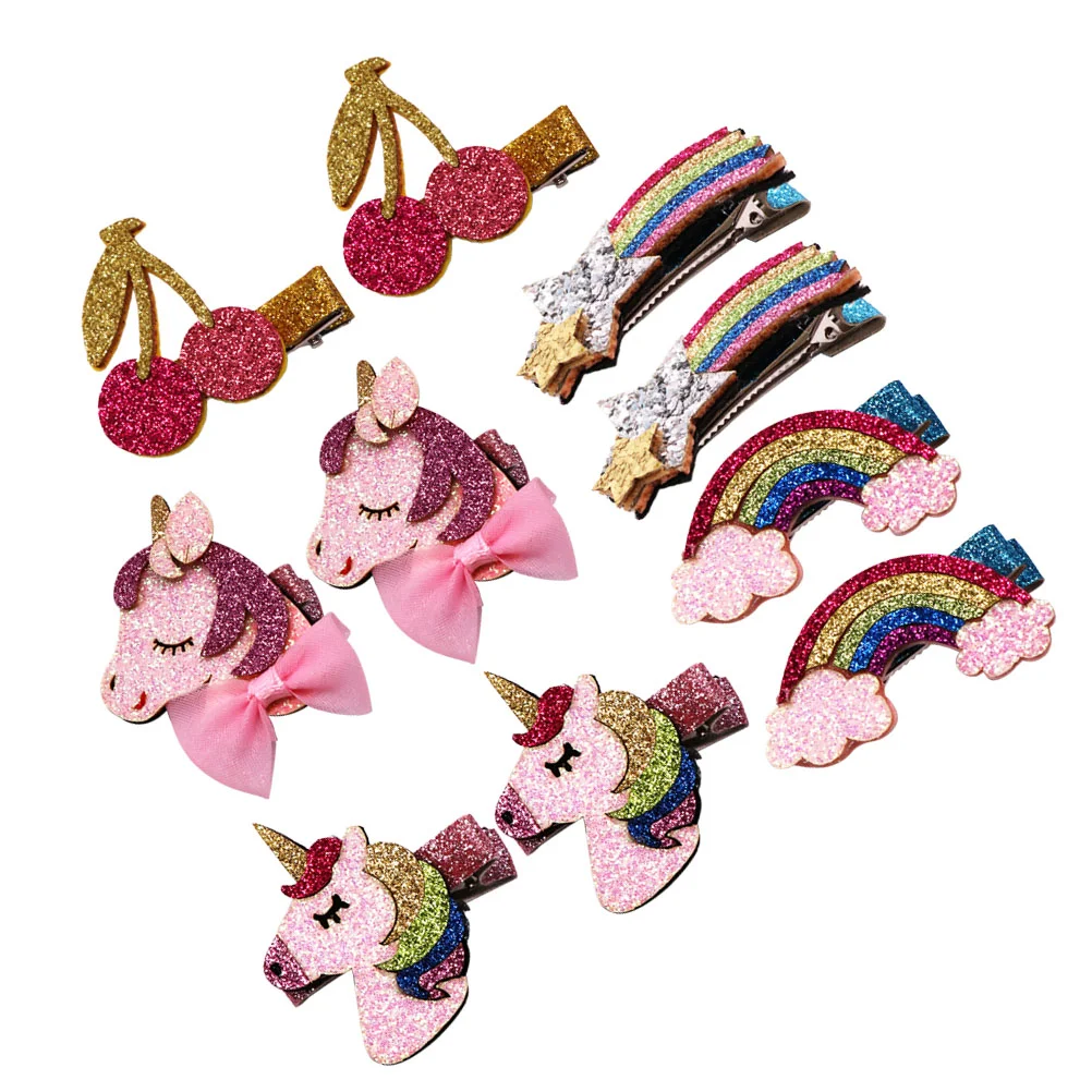 

Hair Clips Girlsunicorn Barrettes Snap Clip Cute Glitter Kids Toddlergirl Sequins Baby Accessory Clamps Elegant Exquisite