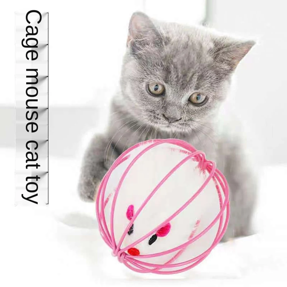 

1pc Cat Interactive Toy Funny Mouse in Cage Small Bell Mouse Cage Toys Plastic Artificial Colorful Cat Teaser Toy Pet Supplies