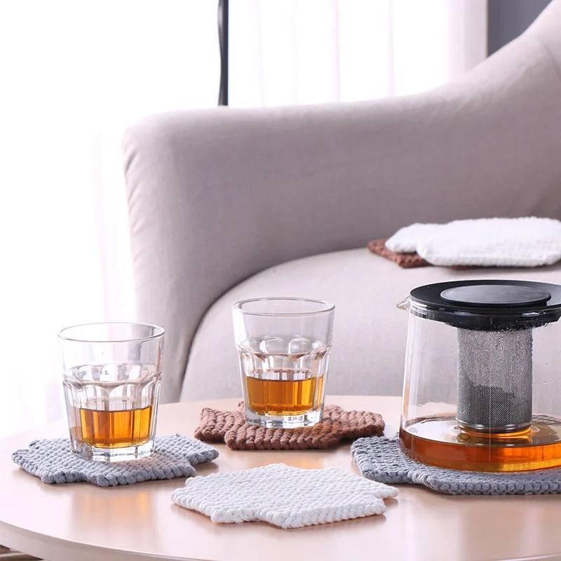 

Knitted Hand-thickened Tea Water Cup Mat, Non-slip Heat Insulation Tableware Mat