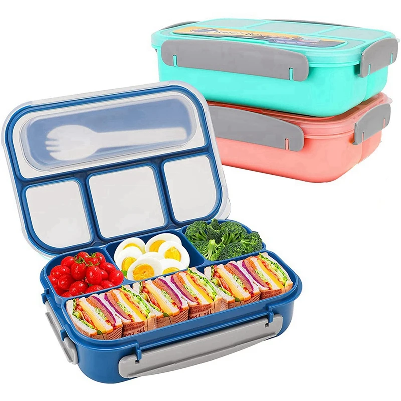 

SEWS-3 Pack Bento Box Lunch Box Kids, 1300ML 4 Compartment Lunch Box Containers,Leak Proof,Microwave/Dishwasher/Freezer Safe