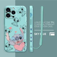 liquid silicone case for apple iphone 13 12 11 pro max 8 7 6 6s plus xr xs se2020 multicolor phone coque stitch embrace love