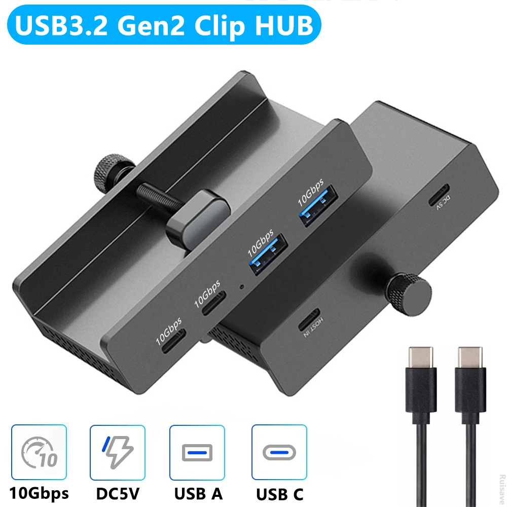 USB-концентратор, 4 порта USB 3.0, зажим-концентратор с блоком питания, высокоскоростная передача данных 5 Гбитс, 10 Гбитс для iMAC OS PC, USB-концентратор 3,2 (art.: 3920cc91101bb) - 3920cc91101bb