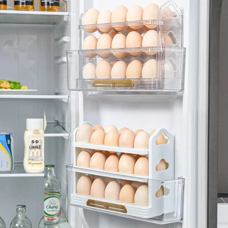 

Space-saving Organizer Egg Fridge Holder 30 Case Tiers Container 3 Grids Kitchen Storage New Eggs Eggs Rotating Box Container