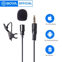 boya by lm10 smartphone omnidirectional clip on lavalier microphone for iphone 6 6s 5 5s 4 4s plus ios sumsang s6 s5 s4 android