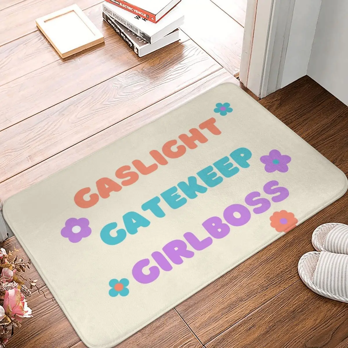 

Gaslight Gatekeep Girlboss Sarcastic Boho Цветочная Цитата коврик у двери ванной ковер Декор вход гостиная домашняя кухня ванная комната
