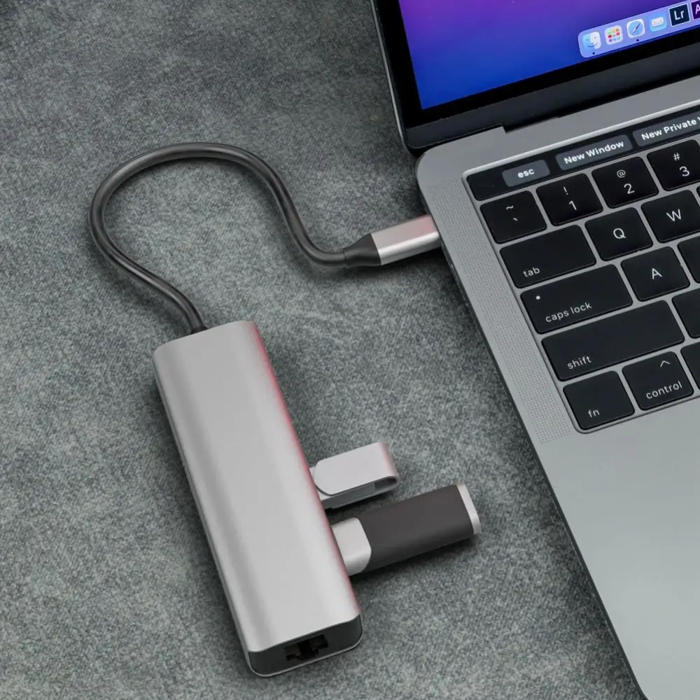 

Док-станция Тип c 6 в 1 для ноутбука, совместимая с HDMI RJ45, 100 м