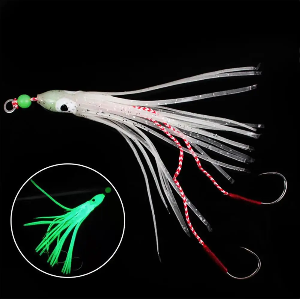 

1PC Silicone Fishing Lure Set Luminous Squid Skirts Soft Lure Bent Hook For Sea Rod
