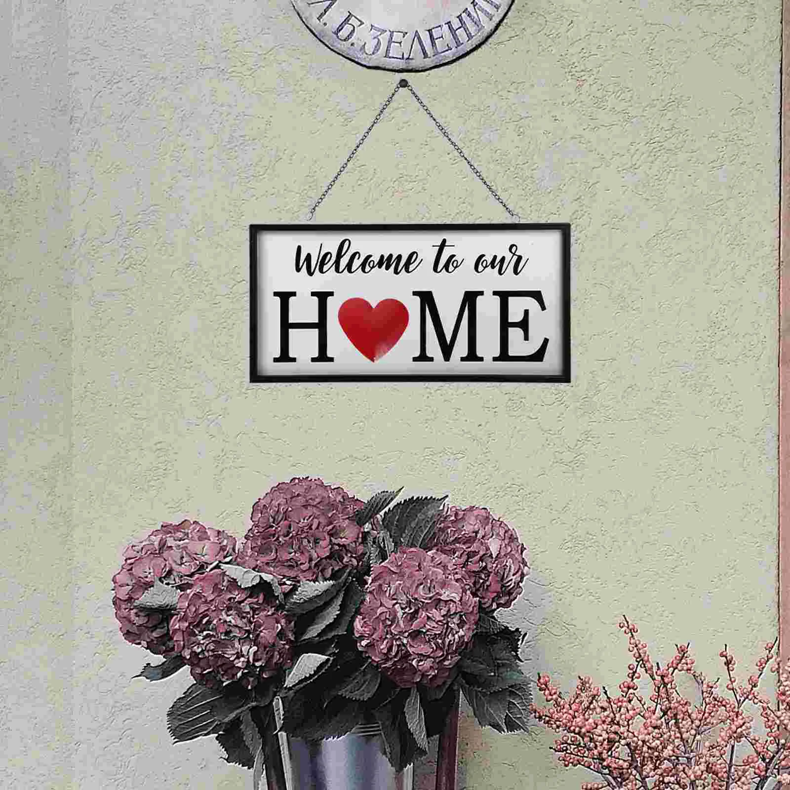 

Wall Hanging Decoration Door Sign Horizontal Variable Interchangeable Porch Welcome Plate Ornament Iron