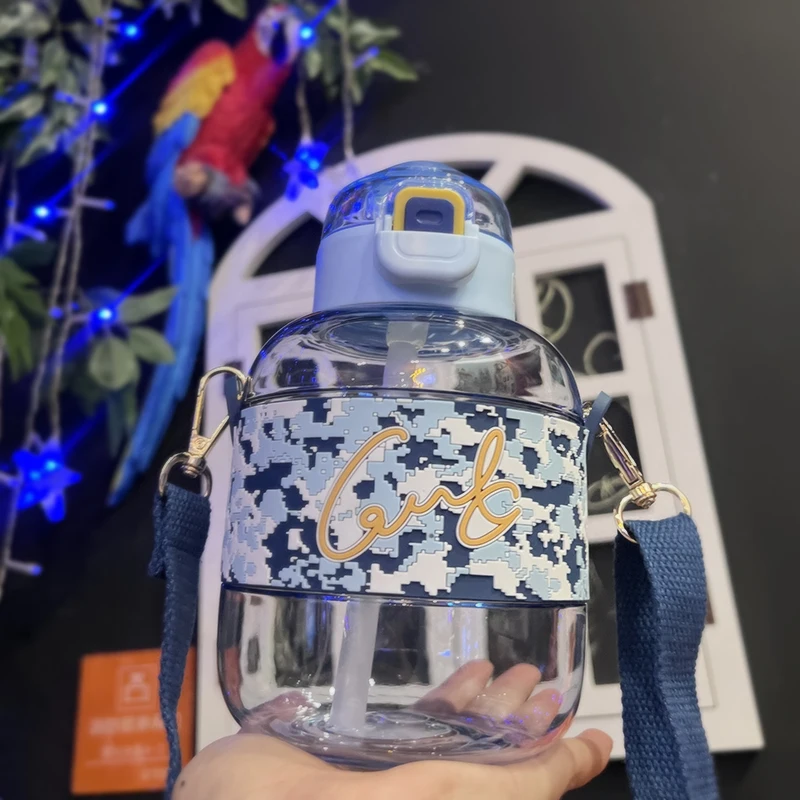 

800 мл кавайная оригинальная камуфляжная бутылка для воды с большим животом для мальчиков и девочек, портативная Спортивная бутылка для воды...