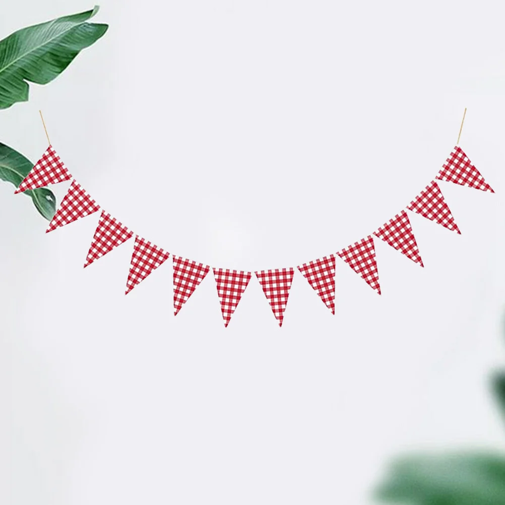 

Pendant Wedding Decoration Pull Flag Plaid Banner Decorate Festival Pennant Baby