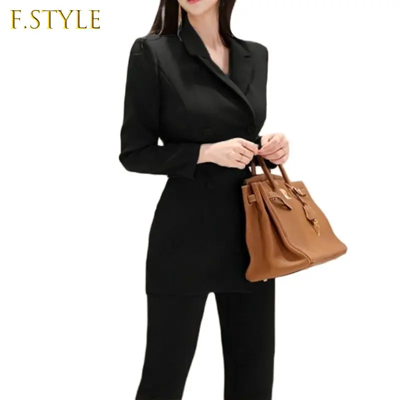 New Fashion Office Ol Double-breasted Women Jumpsuits Spring Long Sleeve Irregular Work Wear Notched Collar Jumpsuit Overalls