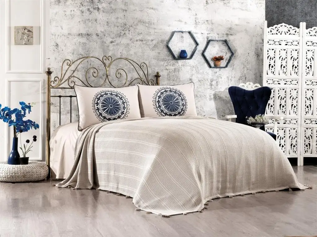 

Dowry disemi Cemre double pique set indigo