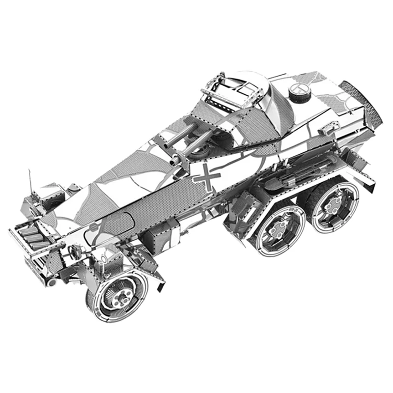 

Набор для сборки металлический трехмерный «сделай сам», модель немецкого бронированного автомобиля S.Dkfz23 с шестью колесами, обучающая детс...