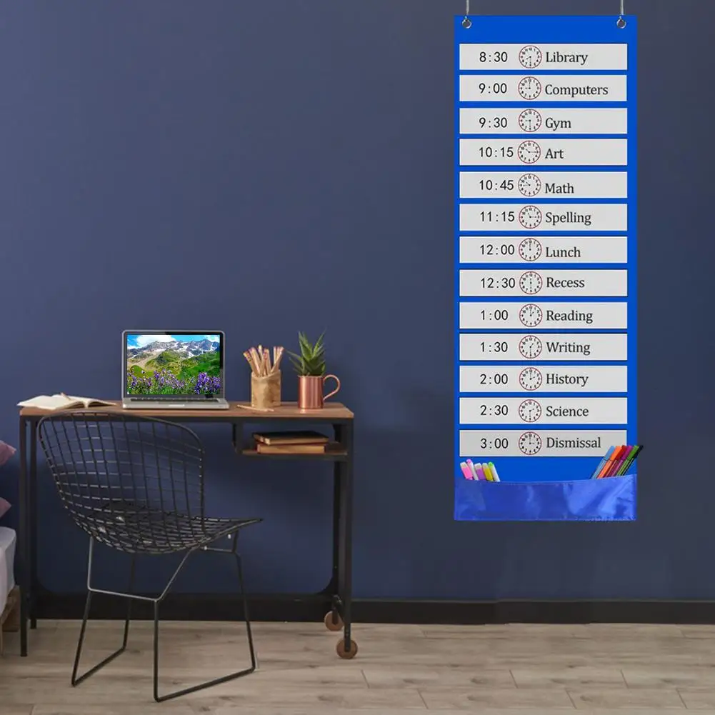 

Preschoolers Schedule Hanging Pocket Efficient Classroom Time Management 14-pocket Schedule Chart with Reusable for Students