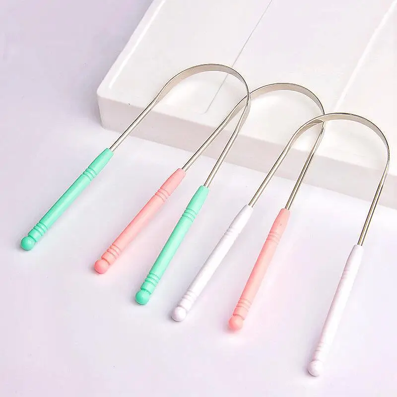 

New Stainless Steel Tongue Scraper Oral Tongue Fresh Breath Cleaning Brush Toothbrush Oral Hygiene High Quality Tounge Scraper