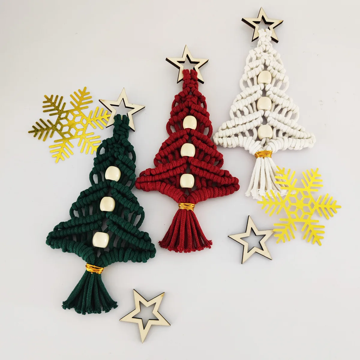 

Hand-woven Christmas Tree Shape Pentagram Pendants Home Holiday Christmas Tree Background Wall Hanging Decorations