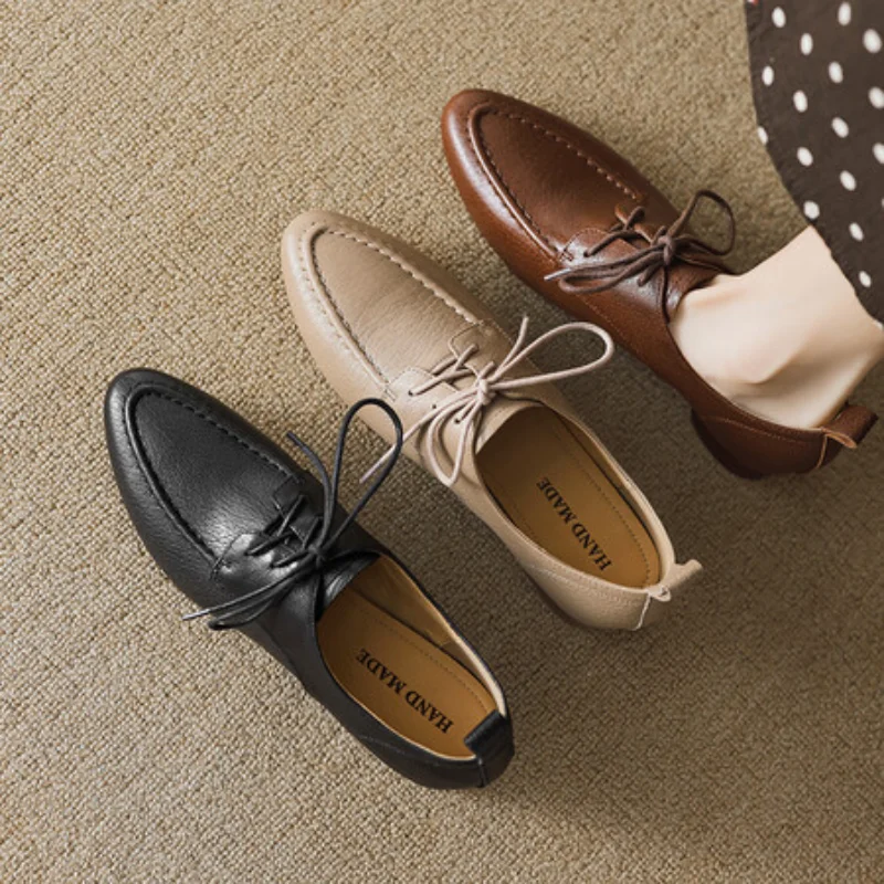 Женские однотонные туфли Laether Новинка весна-осень 2024 на толстом каблуке с острым