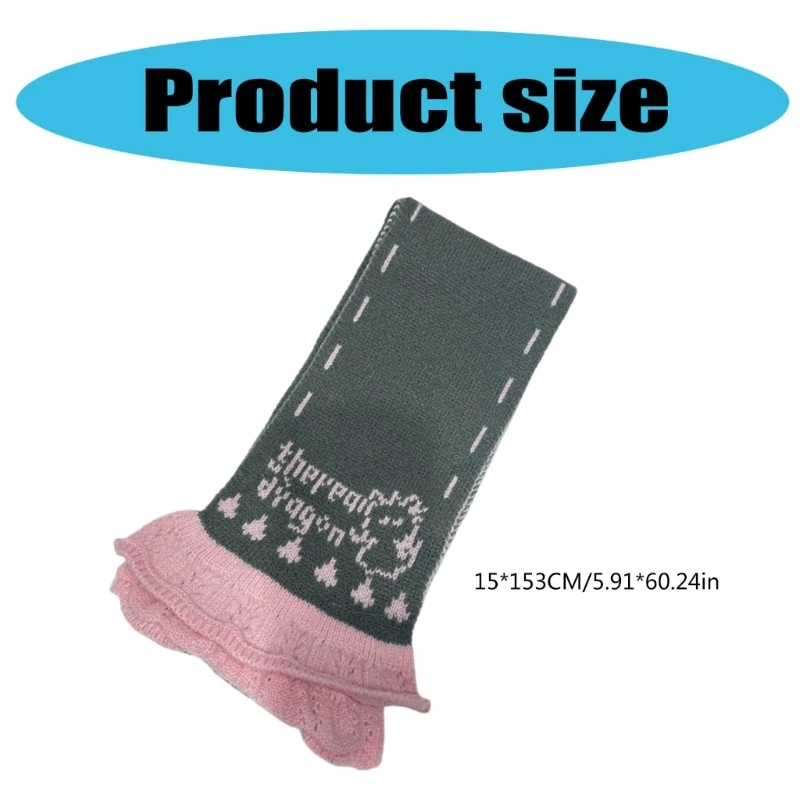 SZL зимний теплый вязаный шарф нежный кружевной край женский шейный платок