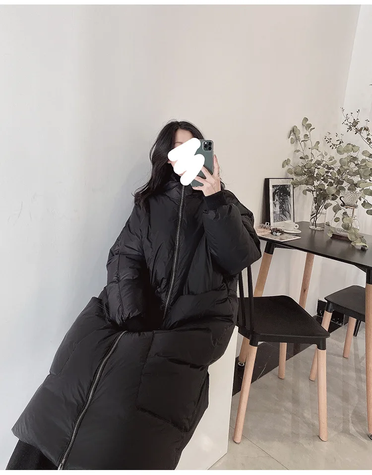 New Down Jacket Winter White Duck Down Hundred Loose Lightweight Big Pockets Ladies Long Thickening Warm Down Jacket Jacket