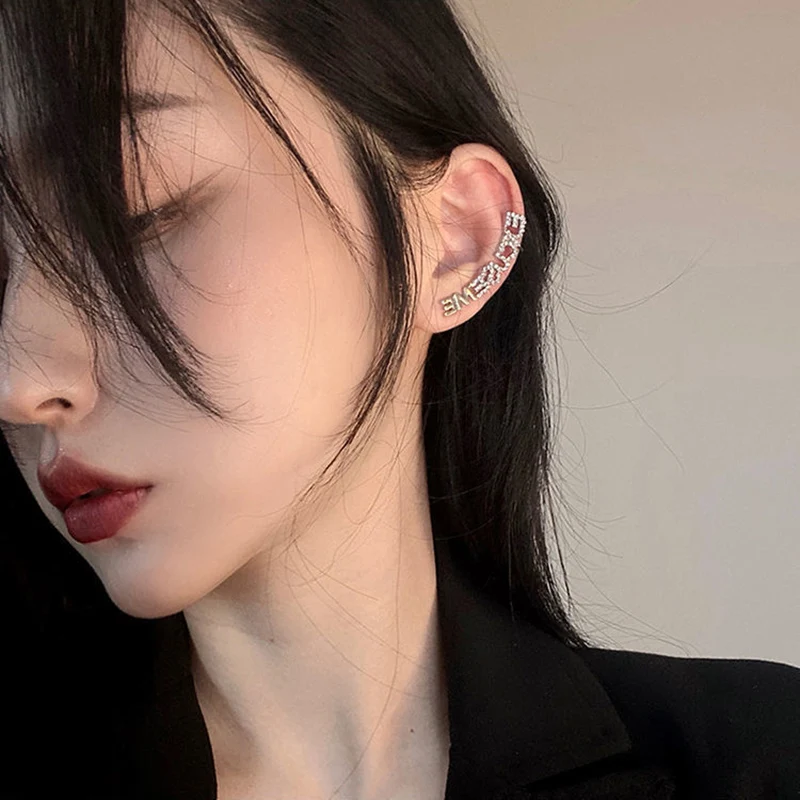 

Simple Personality Letter Women Earrings Symbol Question Mark Rhinestones Asymmetrical Cool Fashion Ear Jewelry Party Bar Ladies